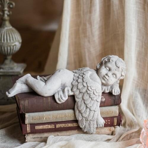 Resin Ornaments Sleeping Angel Craftwork Garden Decor Decorative Desktop Decors for Home Office Cafe Shops Garden Statues