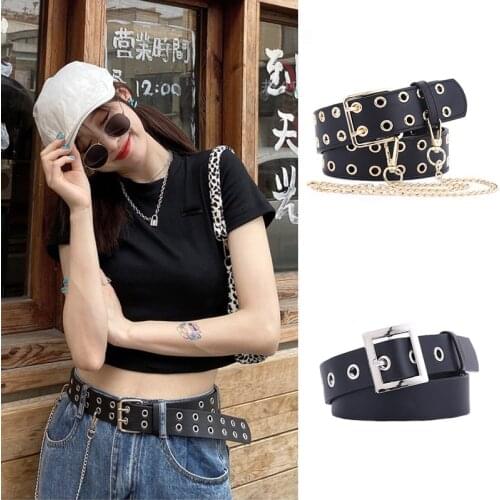 Punk Women Belts PU Leather Luxury Brand Square Gold Bucke Waist Vintage Belt Trousers Jeans Skirt Adjustable Belt 2020