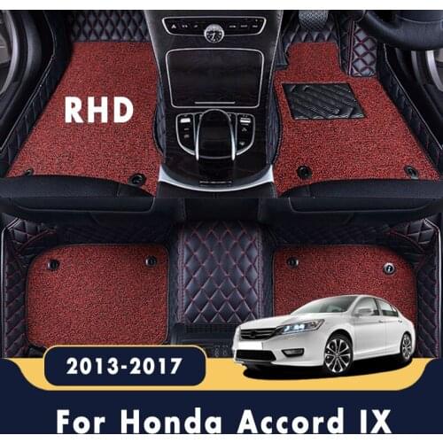 RHD Luxury Double Layer Wire Loop Carpets For Honda Accord IX 2017 2016 2015 2014 2013 Car Floor Mats Interior Accessories Rugs