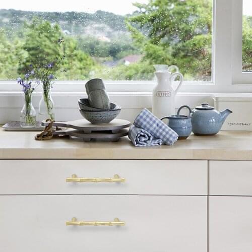 3.78'' 5'' Bamboo Shape Furniture Handles Zinc Alloy Cabinet Pulls Drawer Knob Kitchen Cupboard Wardrobe Closet Pull Knobs