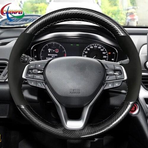 DIY Anti-Slip Black PU Carbon Fiber Car Steering Wheel Cover For Honda Accord 10 2018 2019 Insight 2019 Car Interior Accessories