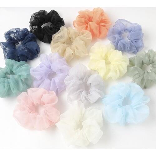 Silky Satin Big Organza Hair Scrunchie For Women Elastic Hair Bands Super Fairy Ponytail Holder Girls Hair Tie Rope Accessories
