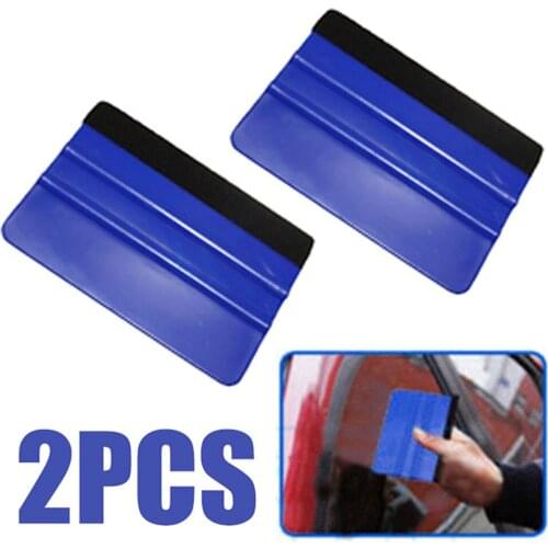 10x7cm Film Tool Scrapers Vinyl Wrap Decal Squeegee With Soft Felt Edge Durable Practical PP plastic 2pcs Blue