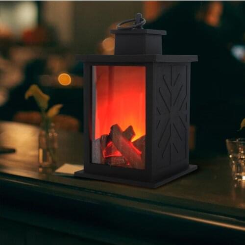 LED Night Light Fireplace Lamp Charcoal Flame Table Lamps Battery Powered Bedside Lamp Bedroom Decor For Home Creative Gift