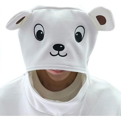 Autumn Women Men Fleece Thick Embroidery Bear Hoodie Harajuku Zipper Hooded Pullover White Khaki Loose Sudaderas Sweatshirts