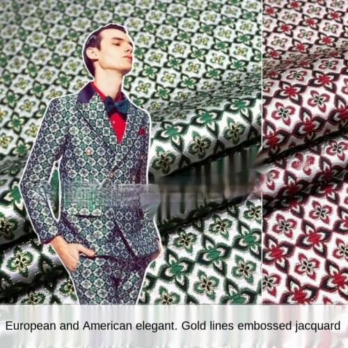 Three-dimensional gold silk four-leaf clover yarn-dyed jacquard fabric, sewing fabric factory shop is not out of stock