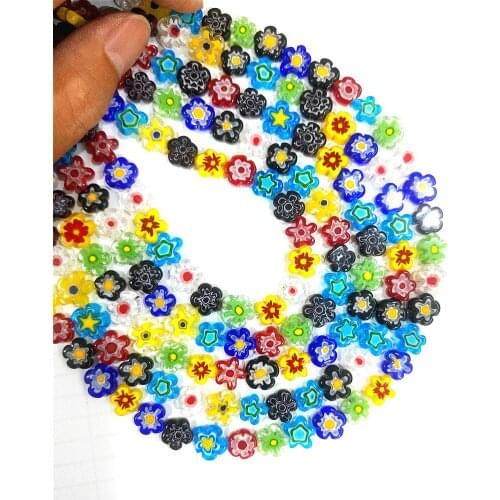 Thousand Flower Colored Glaze Beads 8-12mm Plum-shaped Colored Colored Glaze Making DIY Bracelets Necklaces Jewelry Accessories