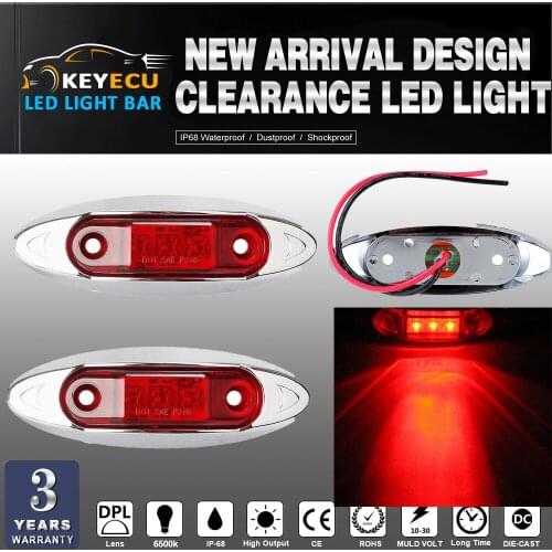 KEYECU 2PCS RED Universal LED Side Clearance Markers lights for Truck Trailer Boat ATV Easy to install ,Free end wire