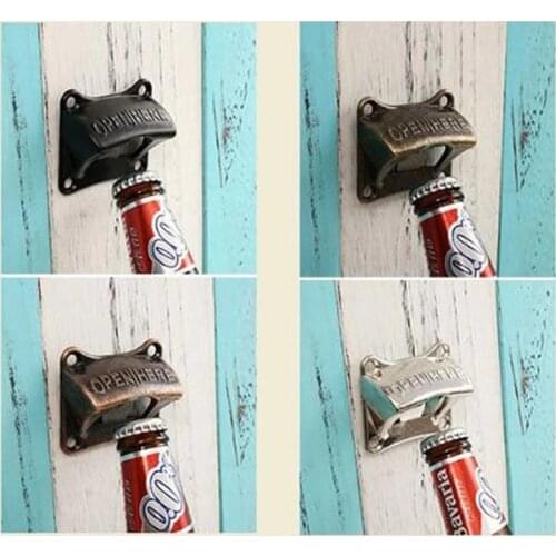 Zinc Alloy Vintage Bronze Wall Mounted Opener Wine For Beer Soda Glass Cap Bottle Opener Kitchen Accessories Supplies Bar Gift