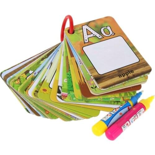 Water Drawing Card 26 Alphabet Coloring Book & 2 Magic Pen Letter Card Painting Board Educational Toys For Kids