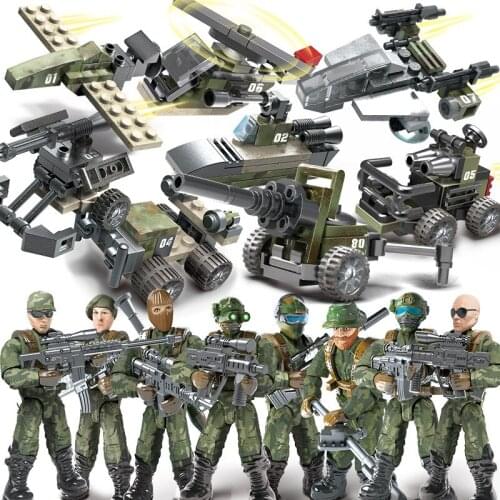 Military series Tank Armored vehicle soldier SWAT Figures DIY weapon Building Blocks Bricks Toys Gifts