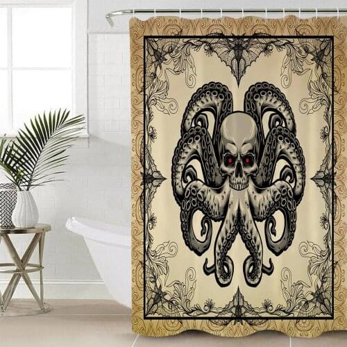 Halloween Skull Head Skull Octopus Shower Curtain Waterproof Curtains Polyester Bath Curtain
