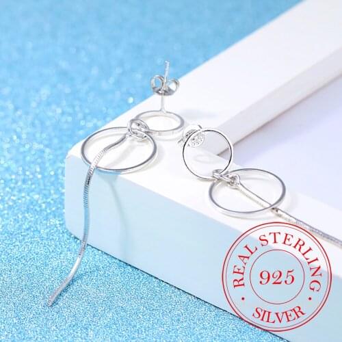 Exquisite 925 Sterling Silver Circle Tassel Long Earrings Ear Line Women Jewelry boucle d'oreille Brincos