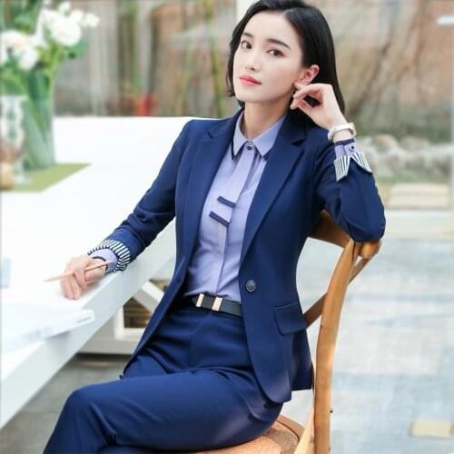 Women 2 Piece Set Formal Pants Suits Blazer Jacket Office Lady Work Business Uniform Trousers 2020 Autumn Clothing Large 4XL XXL