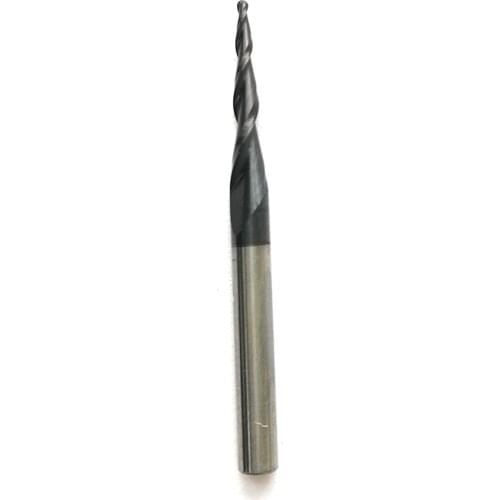 1pc HRC55 R0.5*D4*15*50L*2F Tungsten solid carbide Coated Tapered Ball Nose End Mills taper and cone endmills