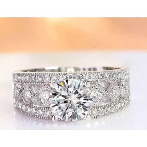 100% 18K Gold ring DVVS Moissanite Diamond Ring With national certificate D007