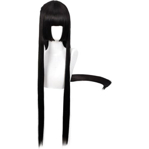 100cm Anime Jabami Yumeko Straight Black Cosplay Wig Synthetic Hair Halloween Costume Party Wigs