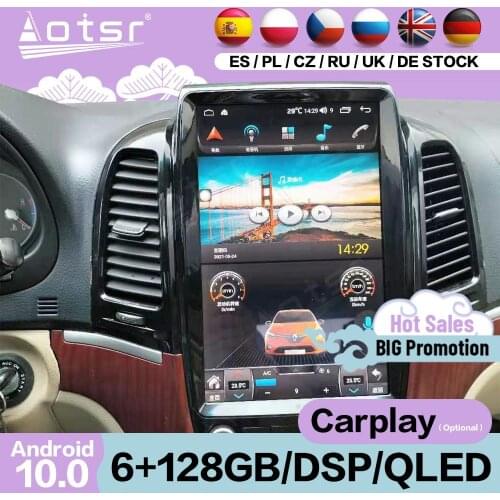 128GB IPS Tesla Screen Android 11 Player For Hyundai Santa Fe 2006 2007 2008 2009 2010 2011 2012 GPS Navi Stereo Radio Head Unit