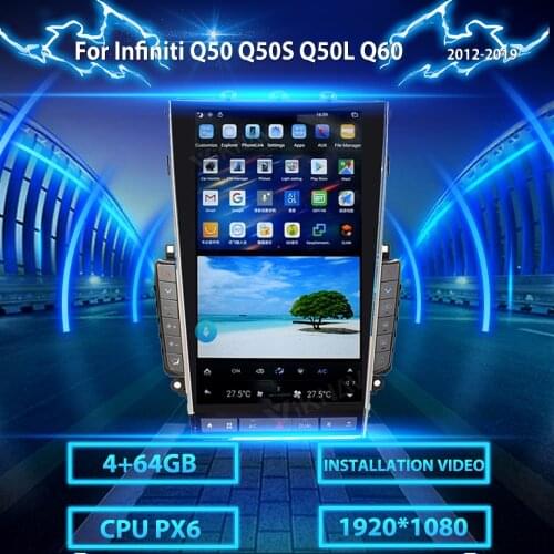 2din 13.6inch Android car radio DVD multimedia player For Infiniti Q50 Q50L Q50S Q602012-2020 car GPS navigation auto stereo PX6