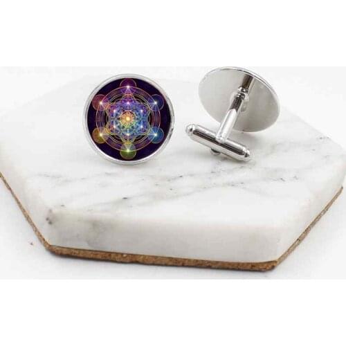 2019 new fashion sacred geometry glass cufflinks clothing accessories wedding mens jewelry cufflinks