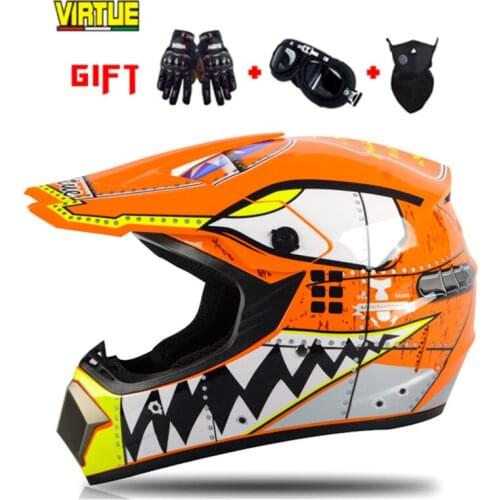 【3GIFTS】VIRTUE Motorcycle Full Helmets Full Covered Off-road Helmets Cool cross-country Locomotive Go-kart kids Helmets