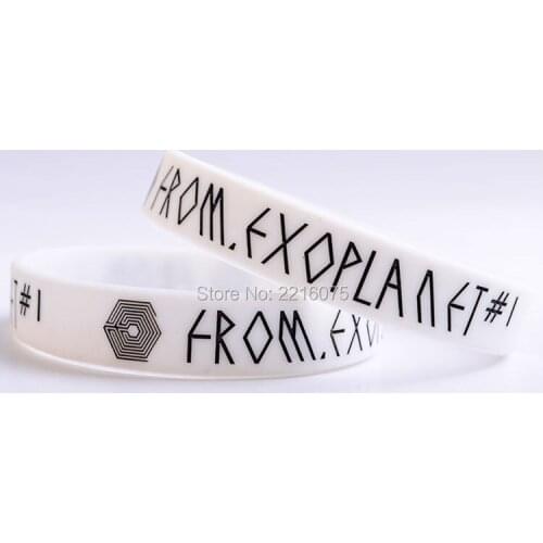 300pcs White gray K-POP EXO wristband silicone bracelets free shipping by DHL express