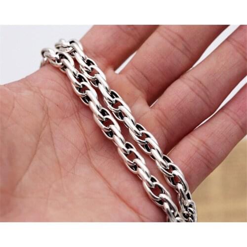 6mm S925 sterling silver jewelry punk pop personality simple silver domineering mens coarse mineral cane necklace