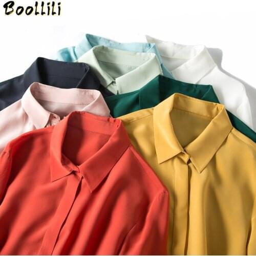 Boollili Blouse Women Real Silk Shirt Womens Tops and Blouses Plus Size Ladies Tops Women Clothes Blusas Mujer De Moda 2020