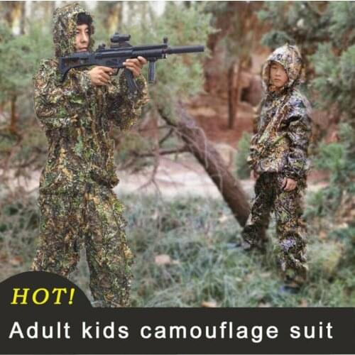 Large Hunting clothes New 3D maple leaf Bionic Ghillie Suits Yowie sniper birdwatch airsoft Camouflage Clothing jacket and pants