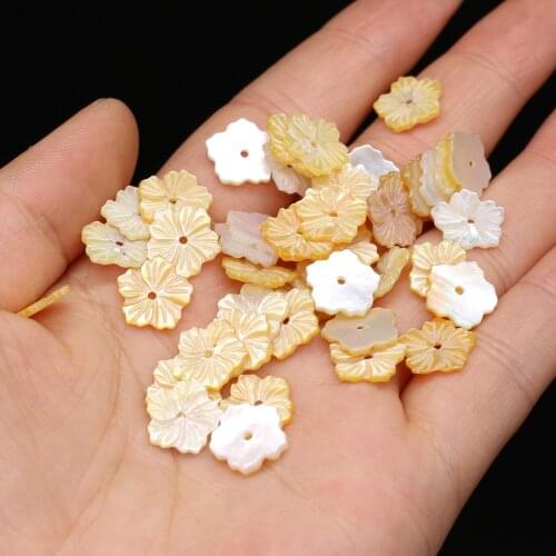 10pcs Fine Natural Shell Flower Beads Yellow Mother Shell Loose Beads for Making DIY Jewerly Necklace Accessories Size 8-12mm