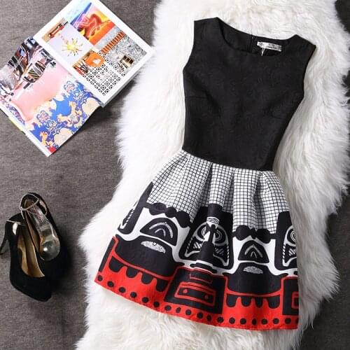 Girl Black Sleeveless Dresses Female Summer Digital Printed Dresses Vestido De Festa Summer Dresses 2021 Women White Dress D021