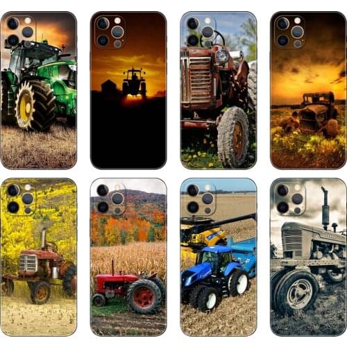 Black tpu case for iphone 5 5s se 2020 6 6s 7 8 plus x 10 XR XS 11 12 mini pro MAX back cover Farm Vehicle Tractor
