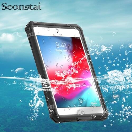 For iPad Mini 4 Waterproof Tablet Case for iPad Mini 5 Shockproof Dust Proof Cover with Adjustable Stand Built-in Screen Protect