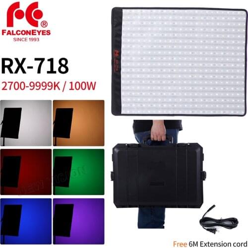 Falcon Eyes 100W RX-718 2700-9999K Roll-Flex Portable LED Photo Vedio Light Lamp with DMX 648pcs Flexible Photography Safety Box