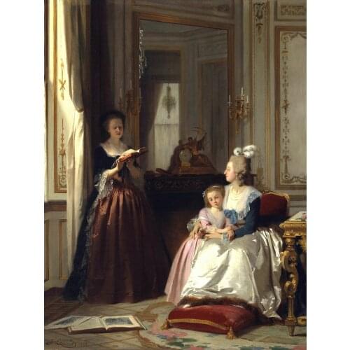 Classical figurative painting canvas portrait art poster picture court painting mother and child modern decorative art