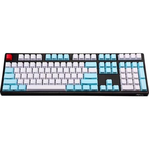 Cool Jazz White Blue mixed Thick PBT ANSI ISO layout 108 87 Keycap OEM Profile Key caps For MX Mechanical Keyboard Free shipping