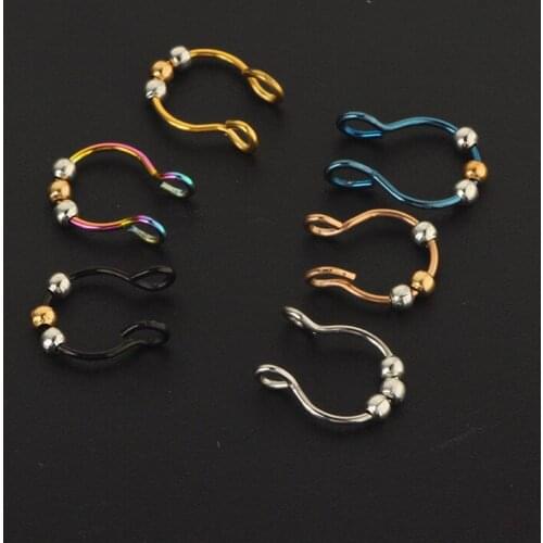 New Fake Nose Ring Hoop Nose Septum Rings Goth Magnet Nose Punk Fake Non Piercing Body Jewelry Unusual Costume Jewelry