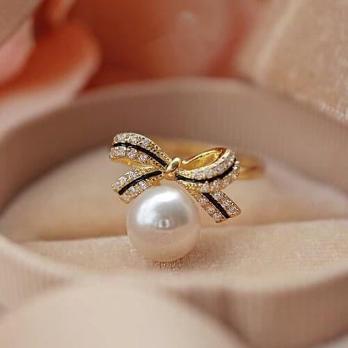 Bow Knot Shape Ring Base Mountings Findings Settings Adjustable Ring Jewelry Parts Fittings Accessories for Pearl Beads Stones