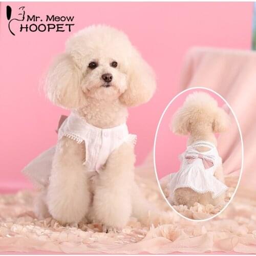 Hoopet Lace Dress For Puppy Samll Dog Princess Dress Comfortable White Clothes For Small Dog Summer Cool Dress For Cat