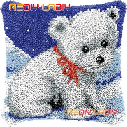 Latch Hook Cushion Little Bear DIY Needlepoint Kits Chunky Acrylic Yarn Arts Crocheting Lofty Pillow Case Hobby & Crafts