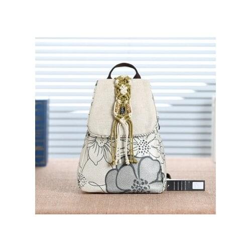 Hot bohemian string appliques women shopping backpacks!Nice national floral prints lady cover backrack All-match canvas backruck