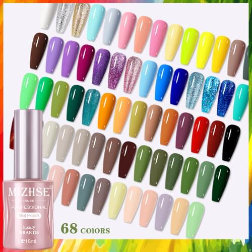 MIZHSE High Gloss UV Gel Glitter Polish 18 Colors Manicure Semi Permanent Vernis Gellak Soak Off Nail Polish Need Base Top Coat