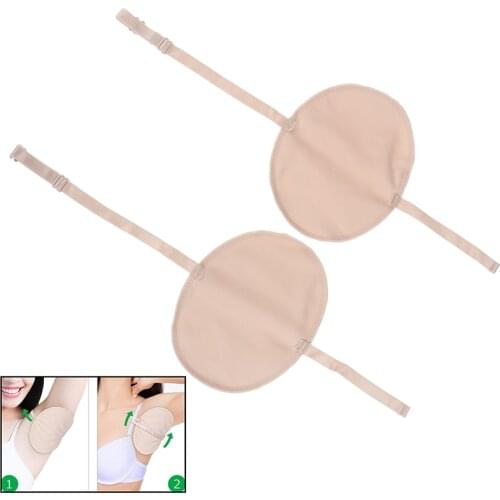 1Pair Skin Color Reusable Washable Underarm Sweat Shield Pad washable Armpit Sweat Absorbing Guards Shoulder Strap