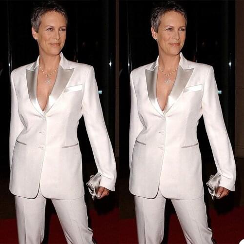 Red Carpet Fashion Mother of the Bride Suits White Slim Fit Women Evening Party Tuxedos Formal Wear For Wedding (Jacket+Pants)