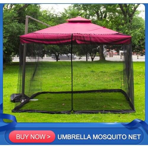 Outdoor Sunshade Mosquito Nets Waterproof Anti-insect Roman Umbrella Screen Double Door Design For Patio Courtyard