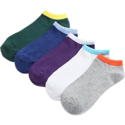 5 Pairs Fashion Spring Summer Men Socks Comfortable And Breathable Splice Color Non-slip Ankle Low Cut Sock &T8