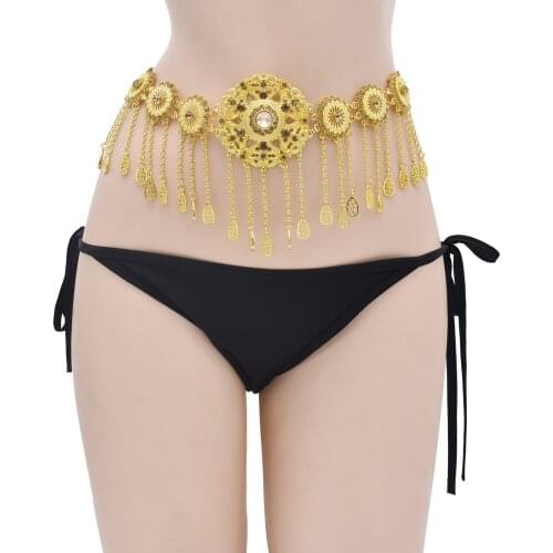 New Ethnic Style Alloy Waist Chain Lady Jewelry Gold Metal Tassel Clothing Belt Women Danncer Accessories Cool Girls Waistband