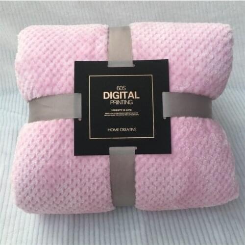 Coral Fleece Pink White Plush Blanket Throw Children Plaids Air Conditioning Blankets Throw on Bed Sofa/Couch 70/100/150cm
