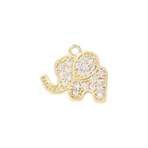 Factory Wholesale Gold Color Brass And Zircon Elephant Charms Pendants Necklace And Bracelet Earring Diy Jewelry Accessories