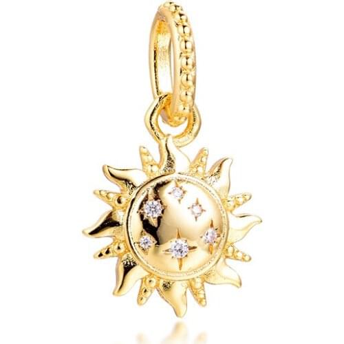 Acsesoris for women Sparkling Sun Pendant Sterling Silver Jewelry Fits silver 925 bracelets For Woman DIY Beads